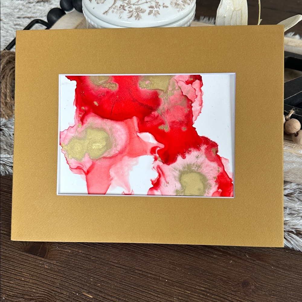 Handmade original Abstract Red and Gold Art Painting